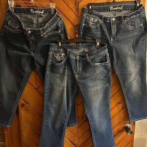 New Direction Weekend Denim Capri's with embellished pockets, Size 14